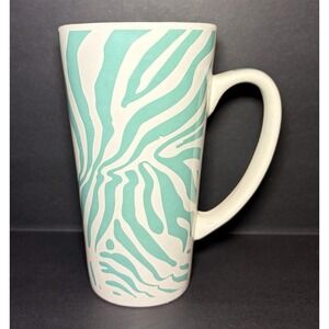American Atelier Wild Heritage‎ Zebra Pattern Large Mug Cup Turquoise White